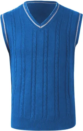 Men's Sweater Vest V Neck Casual Sleeveless Slim Fit Pullover Sweaters Striped Twisted Knit Vests Fall Winter Clothes