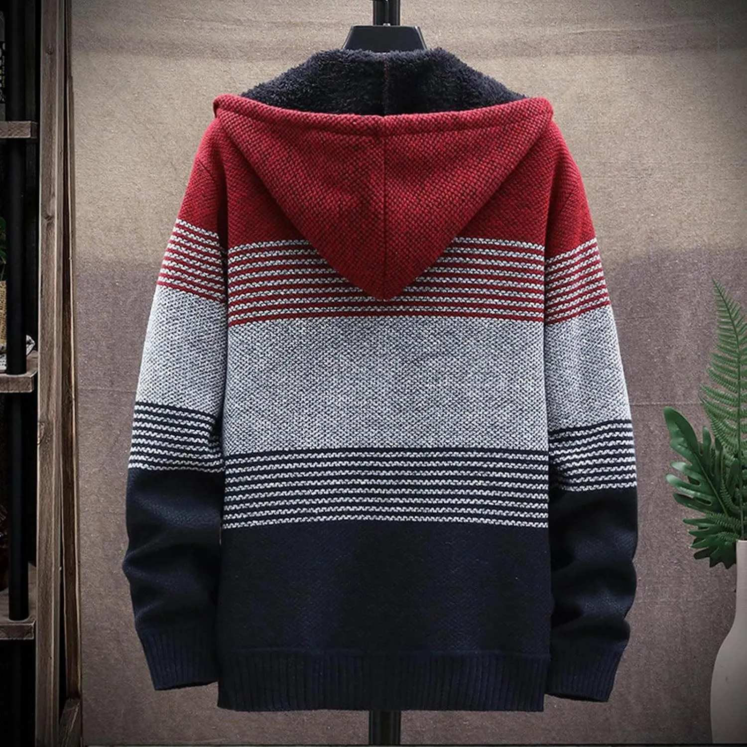Mens Sweaters Men Plus Fleece Thick Sweater Large Size Foreign Trade Mens Mens Pullover Sweater with Pocket