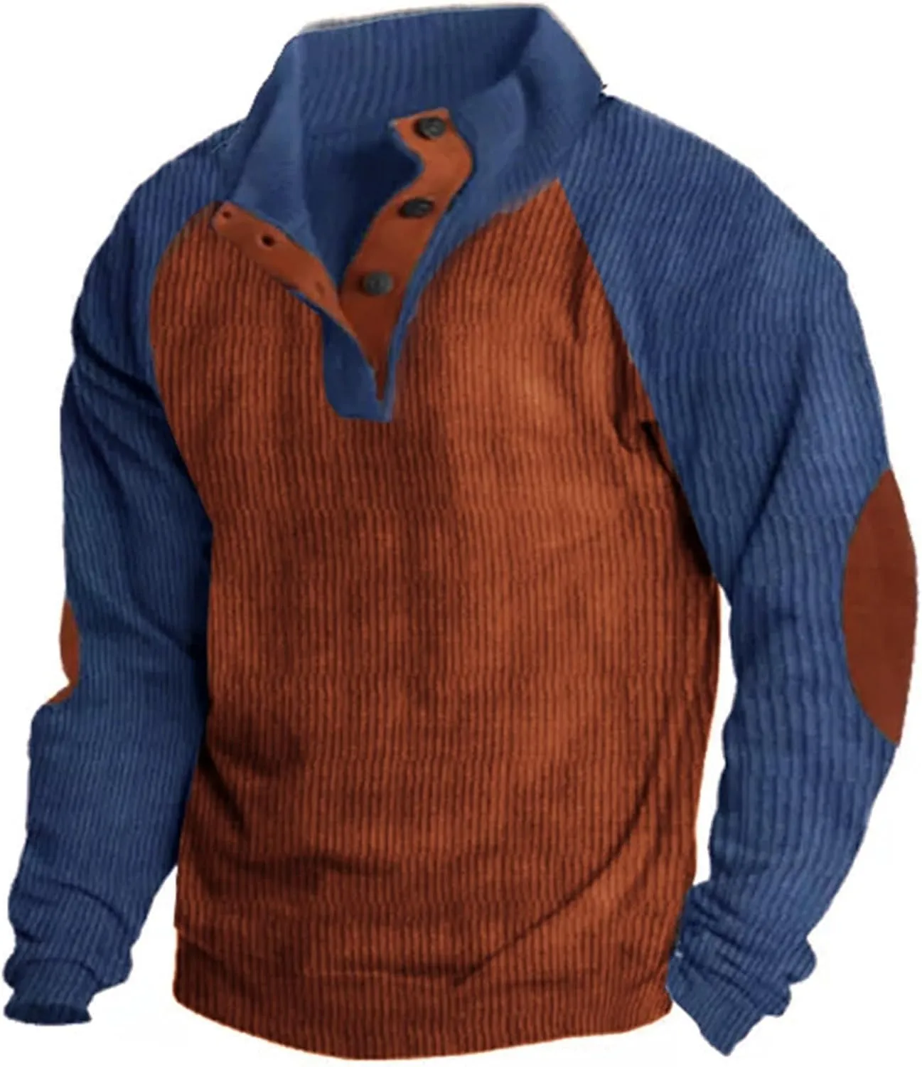 Mens Sweatshirt Button Collar Pullover Hoodies Button Solid Color Long Sleeve 1/4 Button Up Pullover Fall Polo