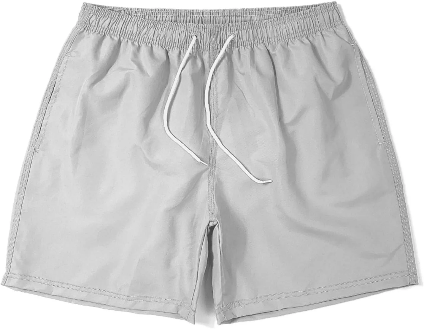 Mens Swim Trunks Solid Quick Dry Swim Beach Shorts Drawstring Elastic Waist Workout Athletic Shorts with Pockets