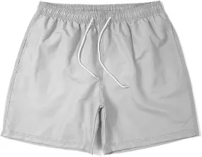 Mens Swim Trunks Solid Quick Dry Swim Beach Shorts Drawstring Elastic Waist Workout Athletic Shorts with Pockets