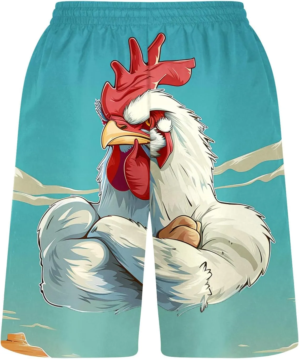 Mens Swimming Trunks Funny Print Summer Beach Shorts Big and Tall Novelty Quick Dry Holiday Hawaiian Bathing Suits