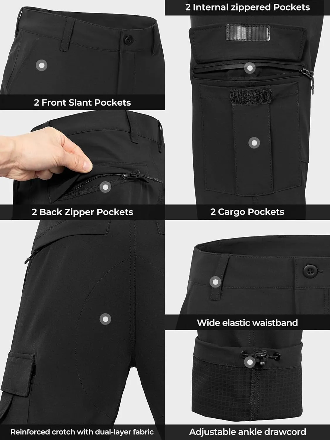 Men's Tactical Cargo Pants Stretch Waterproof Durable Multi-Pocket Lightweight for EDC Work Hiking Climbing Outdoor