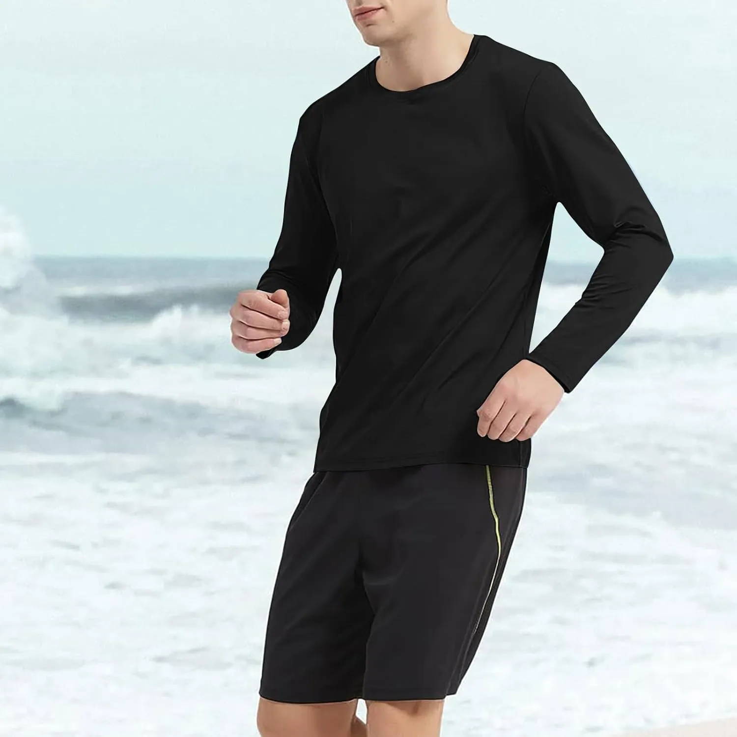 Mens UPF 50  UV Sun Protection Shirts Outdoor Long Sleeve SPF Rash Guard T-Shirt Cool Quick Dry Athletic Workout Tops