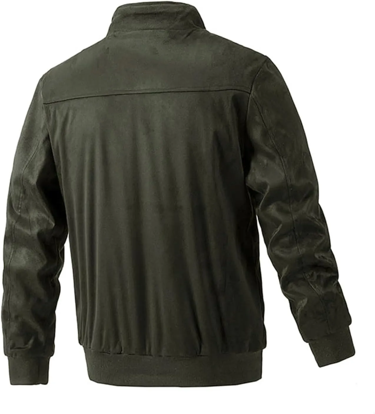 Men's Vintage Fleece Jackets Stand Collar Sherpa Lined Winter Coats Windproof Bomber Casual Jackets with Pocket