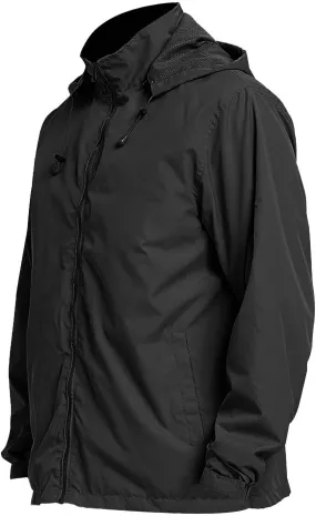 Men's Waterproof Raincoat Zip Up Lightweight Rain Jacket with Detachable Hood Softshell Windbreaker for Hiking Travel