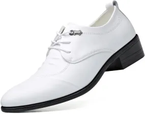 Men's White Dress Shoes Men Classic Lace-up Formal Oxfords Casual Work Office Comfortable Business Shoes
