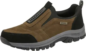 Men's Wide Hiking Shoes Slip on Loafers Trekking Trails Sneakers Waterproof Walking Shoes with Arch Support