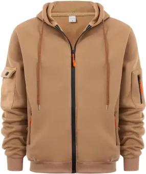 Men's Zip-Up Hoodie Midweight Sweatshirts Full Zip Drawstring Hoods with Pockets for Casual Workout Outdoor Sports