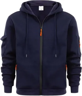Men's Zip-Up Hoodie Midweight Sweatshirts Full Zip Drawstring Hoods with Pockets for Casual Workout Outdoor Sports
