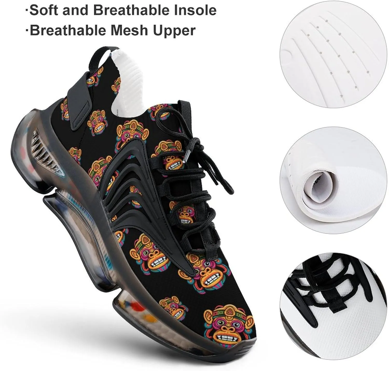 Monkey with Tribal Art Men's Running Shoes Lightweight Walking Shoe Breathable Sneaker
