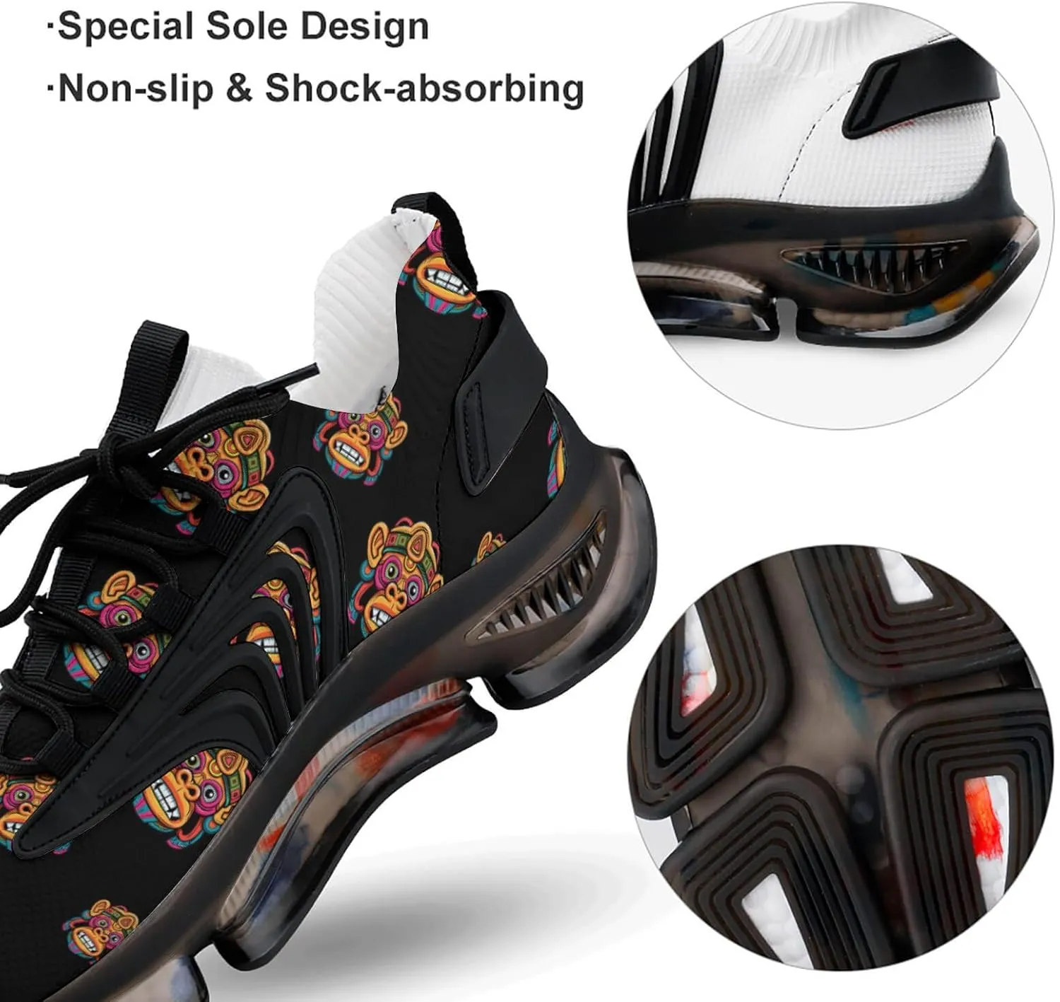 Monkey with Tribal Art Men's Running Shoes Lightweight Walking Shoe Breathable Sneaker