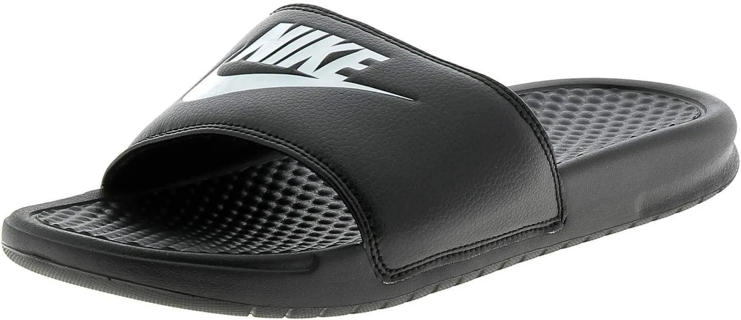 Nike Men's Benassi JDI Slides Athletic Sandal, Black/White, 10
