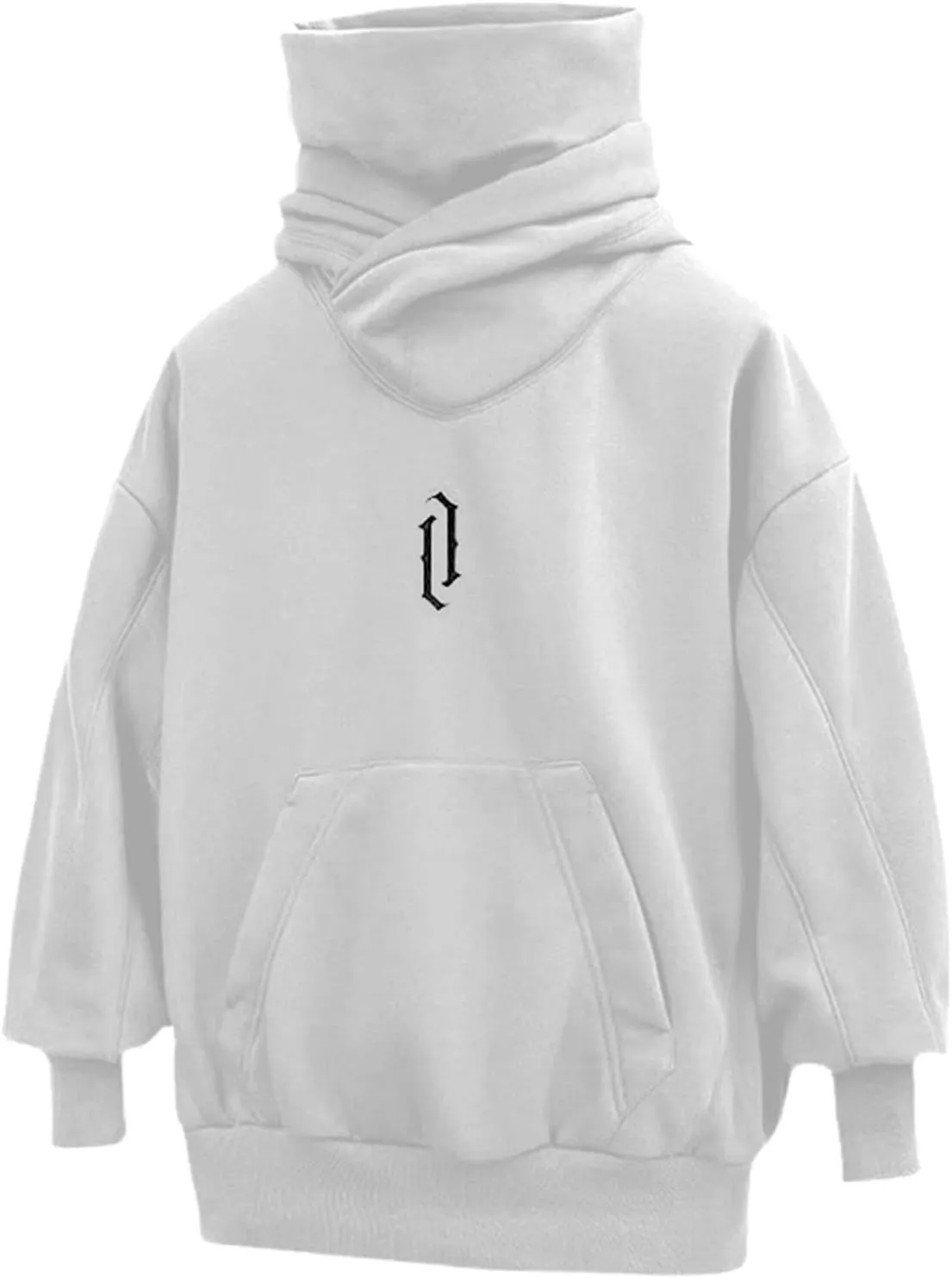 Ninja Hoodie Men Double Neckline Harajuku Cotton Pullover Sweatshirts Windproof Hip Hop Balaclava Fleece Lined Hoodies