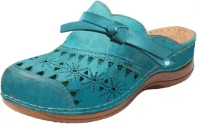 Orthopedic Platform Sandals for Women 2025 Trendy Closed Toe Comfortable Arch Support Wedge Sandals Soft Leather Hollow out Beach Walking Hiking Slippers