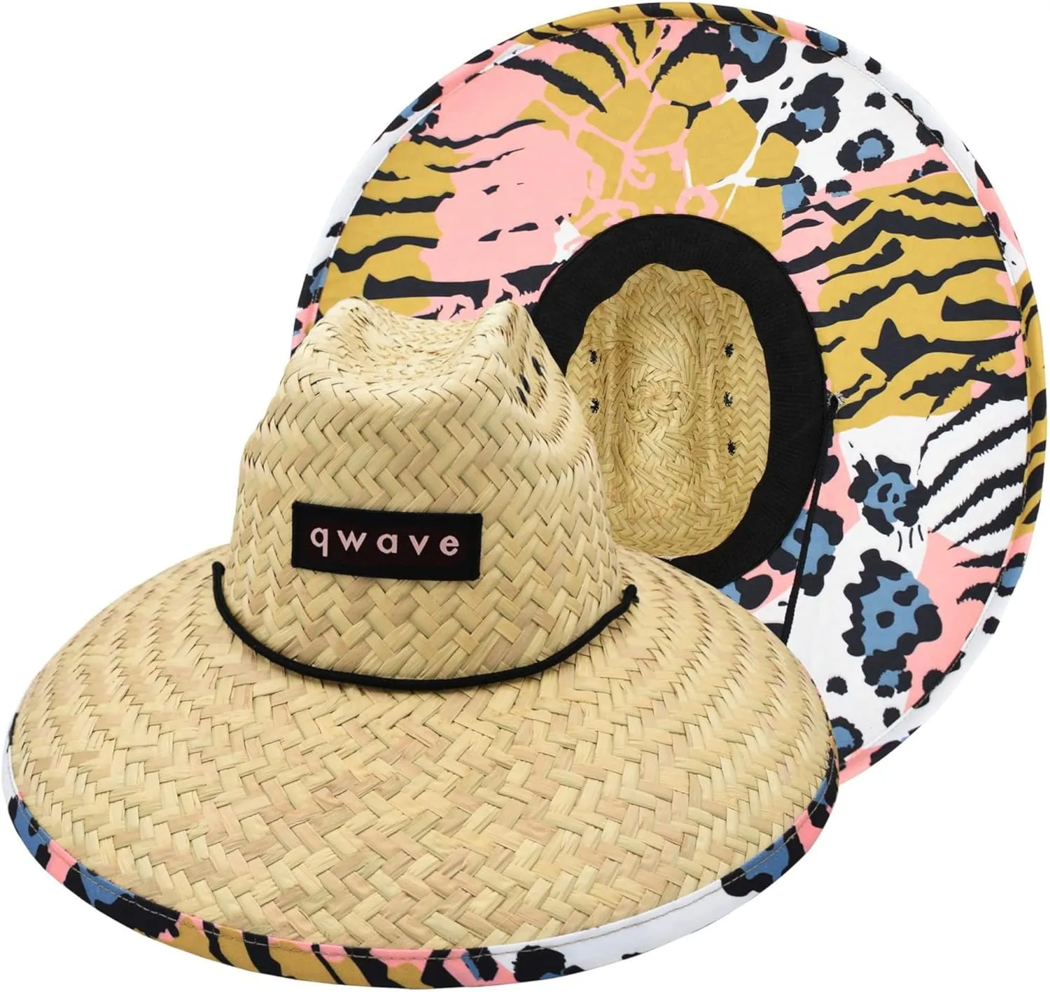 Qwave Mens Straw Hat - Cool Fishing Print Designs, Beach Gear Sun Hats for Men Protects from Summer Sun - Lifeguard Hat