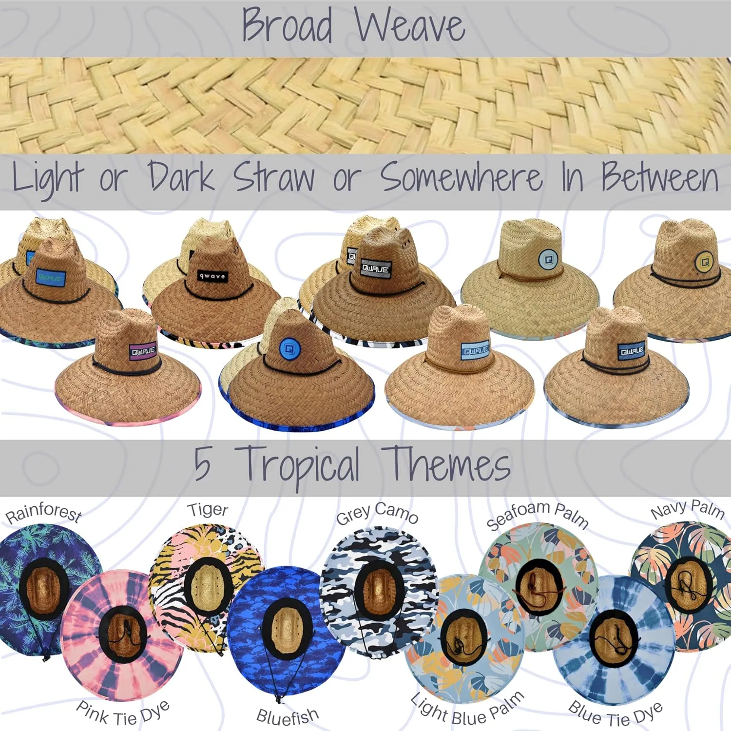 Qwave Mens Straw Hat - Cool Fishing Print Designs, Beach Gear Sun Hats for Men Protects from Summer Sun - Lifeguard Hat