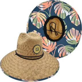 Qwave Mens Straw Hat - Cool Fishing Print Designs, Beach Gear Sun Hats for Men Protects from Summer Sun - Lifeguard Hat