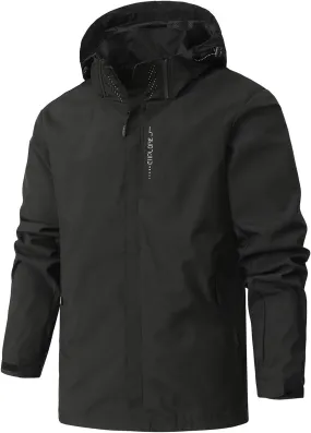 Rain Jacket for Men, Mens Waterproof Softshell Jacket Windbreaker Lightweight Outdoor Rain Coat Windbreaker with Hood