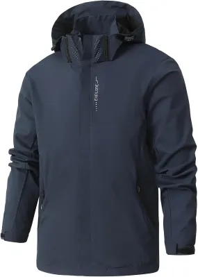 Rain Jacket for Men, Mens Waterproof Softshell Jacket Windbreaker Lightweight Outdoor Rain Coat Windbreaker with Hood