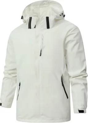 Rain Jacket for Men, Mens Waterproof Softshell Jacket Windbreaker Lightweight Outdoor Rain Coat Windbreaker with Hood