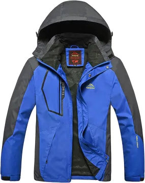 Rain Jacket Mens Waterproof with Hood Hiking Coat Lightweight Windbreaker Winterproof Mountain Sport Raincoats Jackets