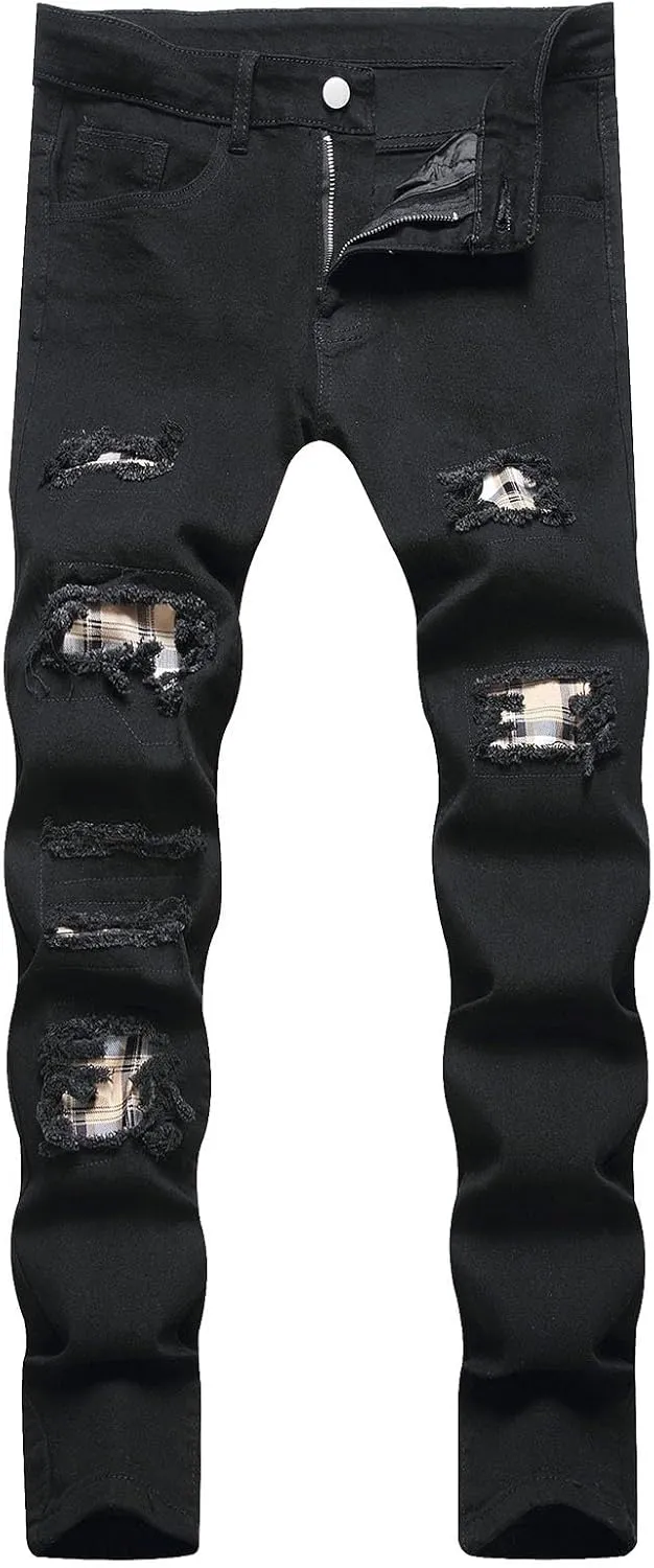 Ripped Jeans Men Hip Hop Baggy Jeans Y2k Jeans Men Bootcut Skateboard Vintage Denim Pants Streetwear