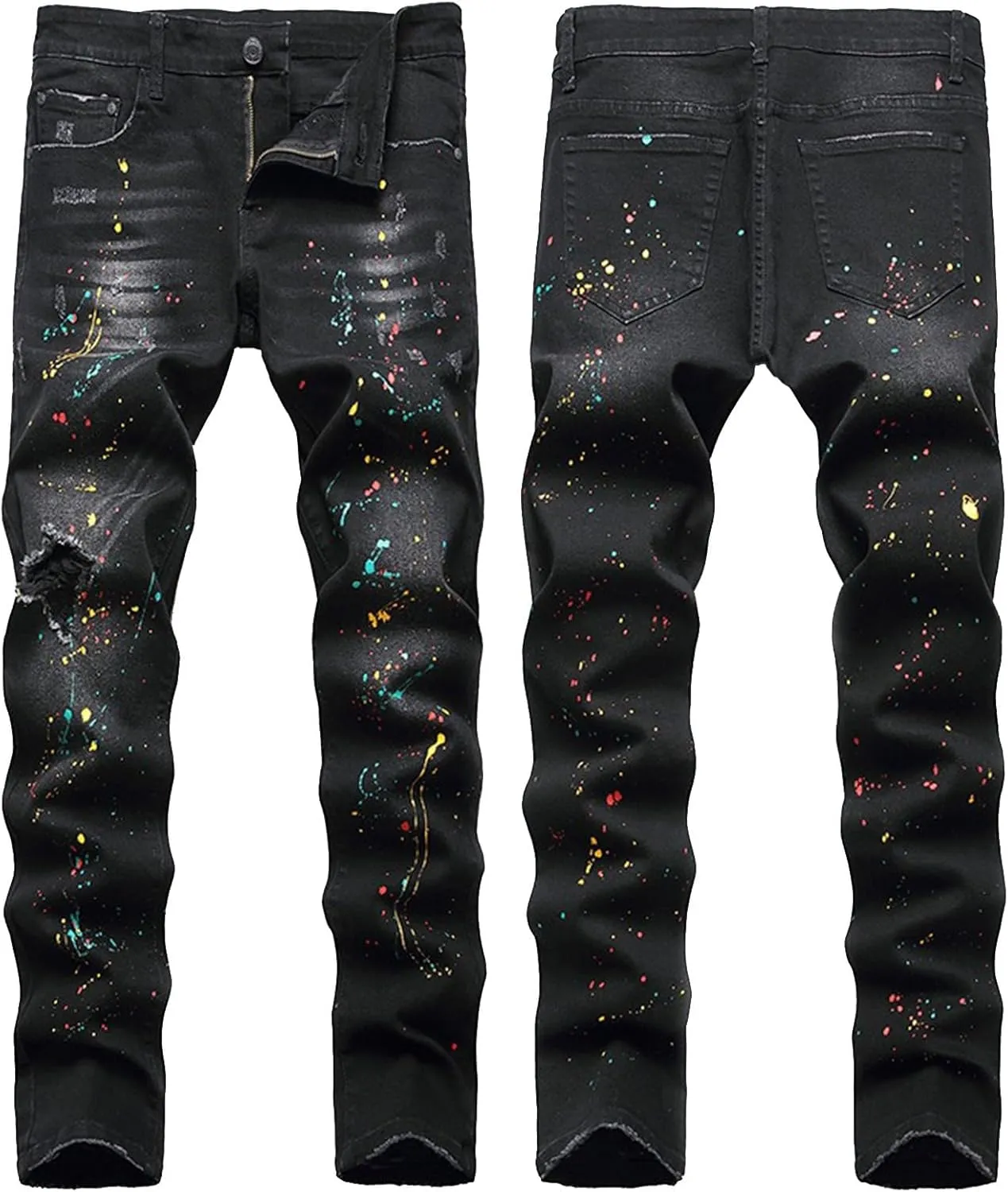 Ripped Jeans Men Hip Hop Baggy Jeans Y2k Jeans Men Bootcut Skateboard Vintage Denim Pants Streetwear