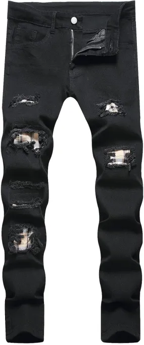 Ripped Jeans Men Hip Hop Baggy Jeans Y2k Jeans Men Bootcut Skateboard Vintage Denim Pants Streetwear