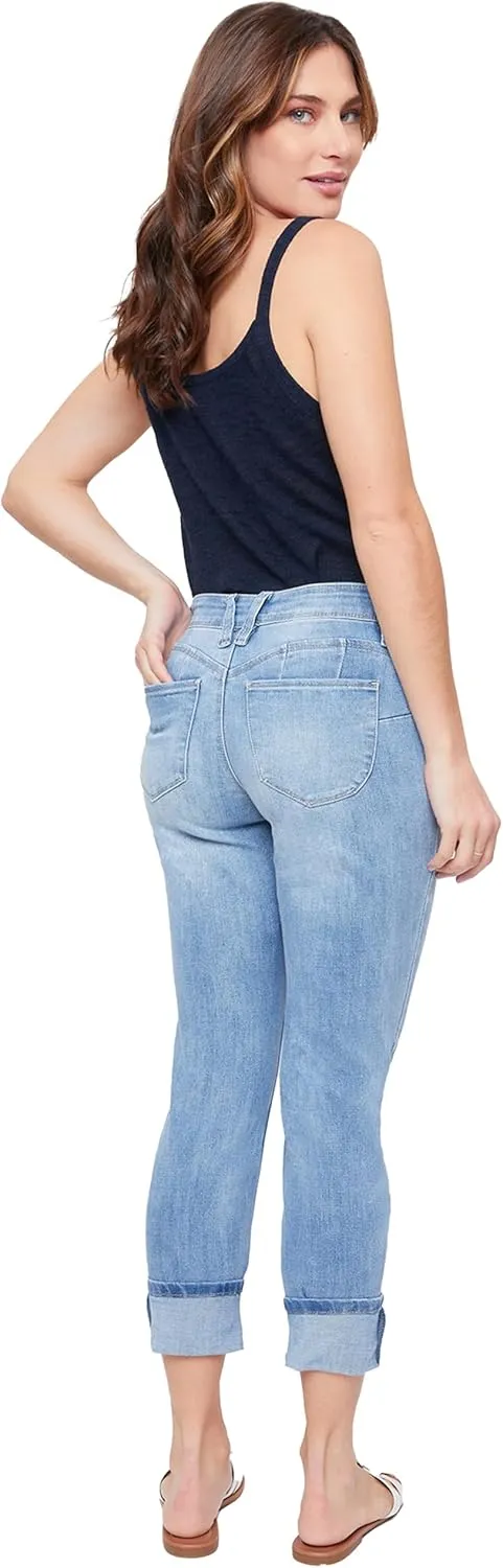 Royalty For Me Womens Women's Petite Wannabettabutt Mid Rise Mega Cuff Jeans