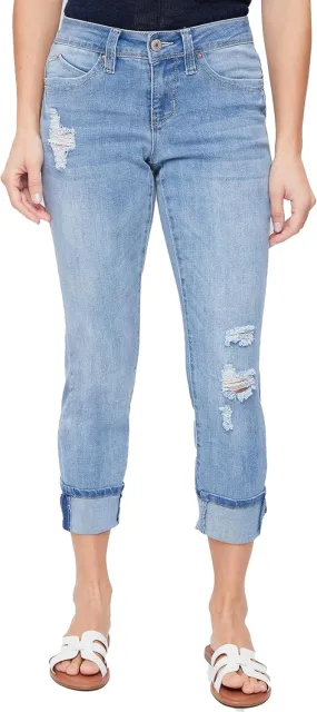 Royalty For Me Womens Women's Petite Wannabettabutt Mid Rise Mega Cuff Jeans