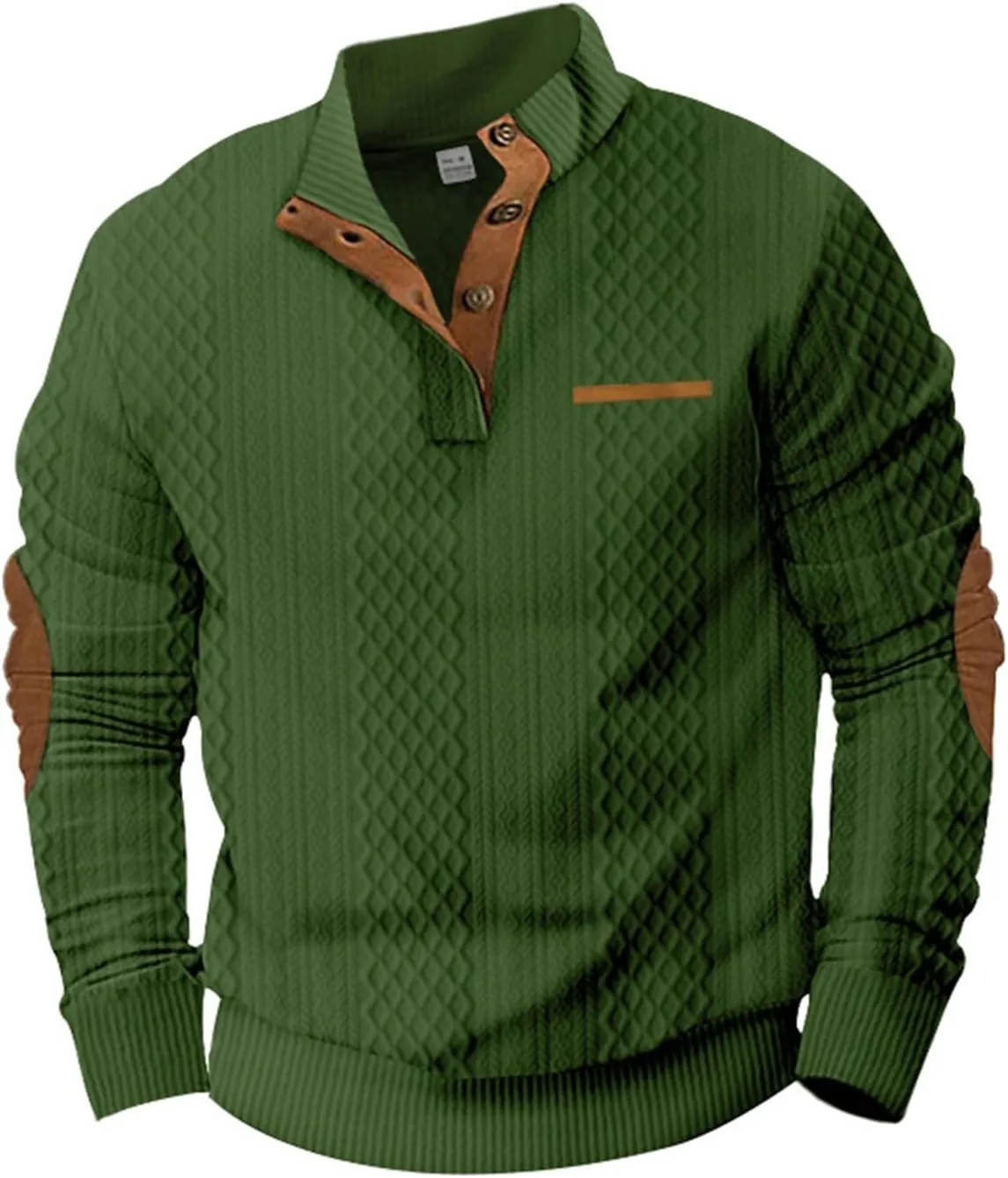 RTRDE Men's Casual Button Up Sweaters Pullover Jacquard Long Sleeve Henley Neck Athletic Workout Sweatshirts, M-3XL