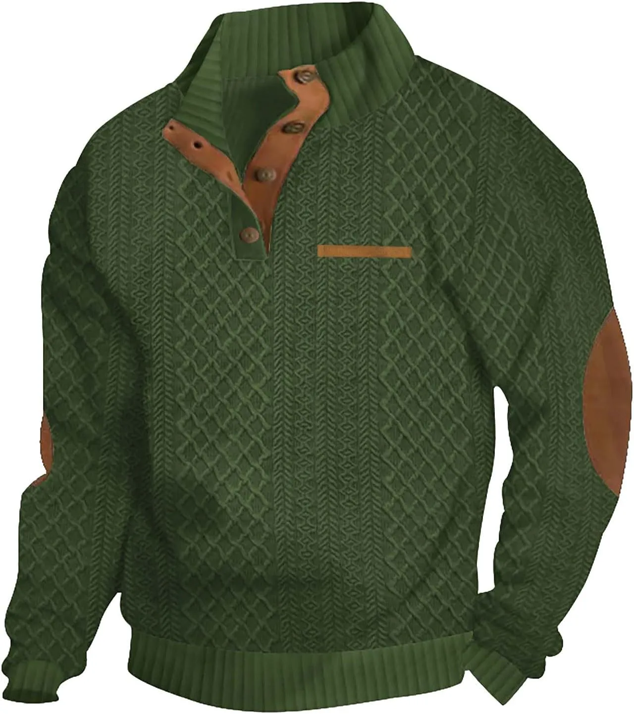 RTRDE Men's Casual Button Up Sweaters Pullover Jacquard Long Sleeve Henley Neck Athletic Workout Sweatshirts, M-3XL