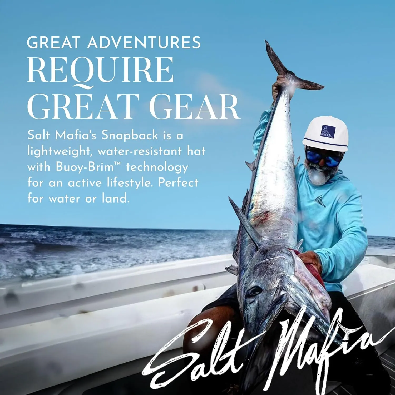 Salt Mafia Hats for Men - Waterproof Hats for Men, Poly-Flat Brim Surfer Hat