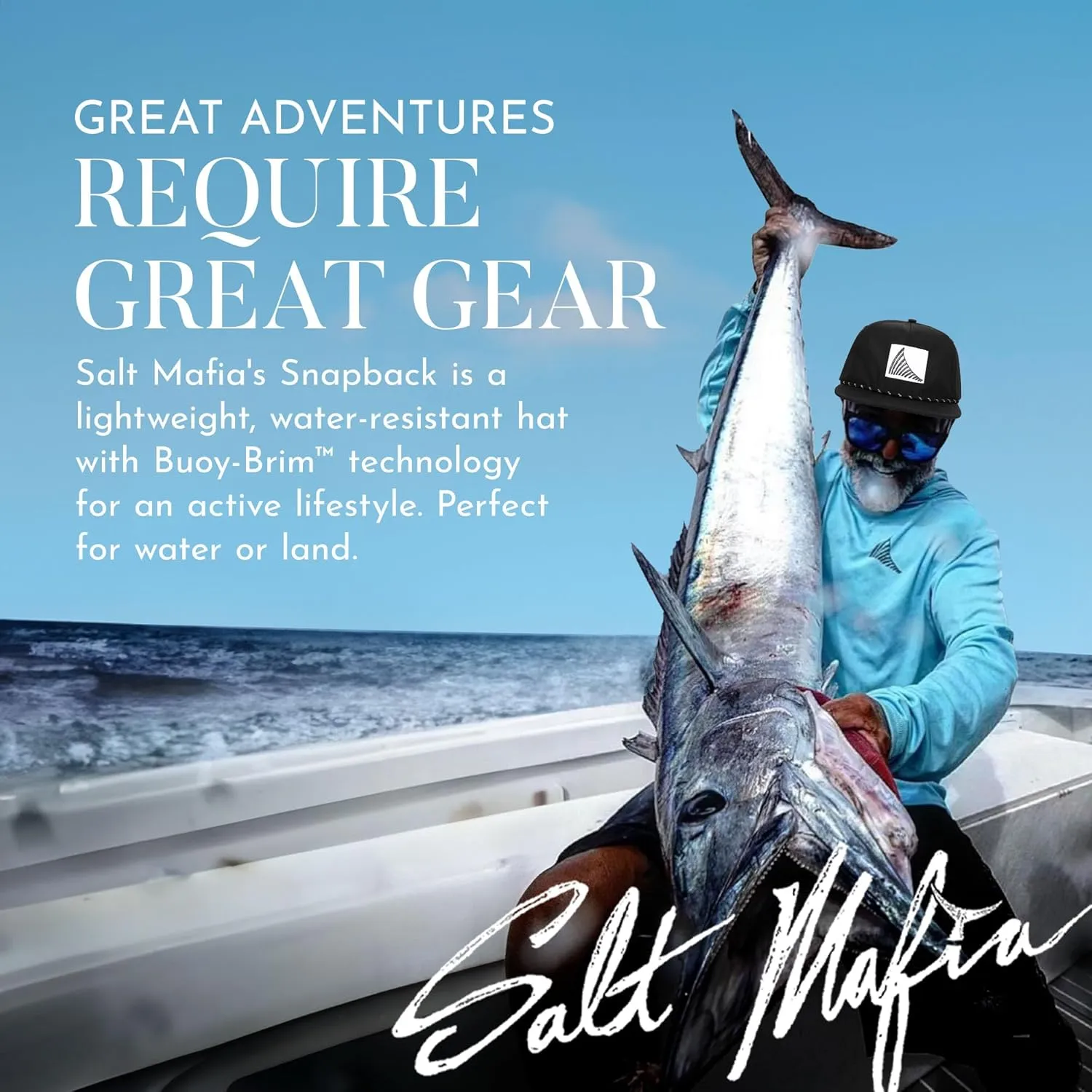 Salt Mafia Hats for Men - Waterproof Hats for Men, Poly-Flat Brim Surfer Hat