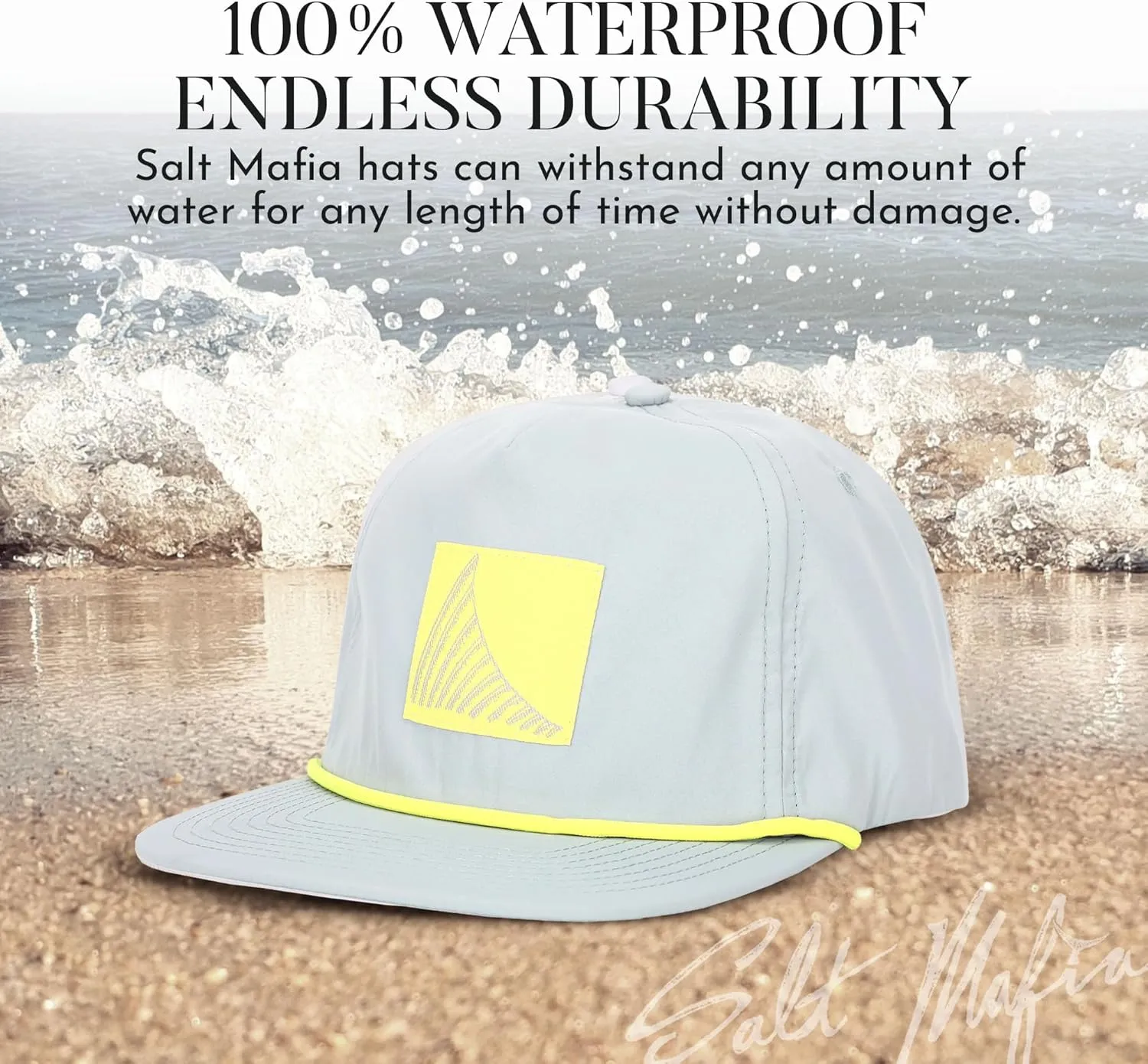 Salt Mafia Hats for Men - Waterproof Hats for Men, Poly-Flat Brim Surfer Hat