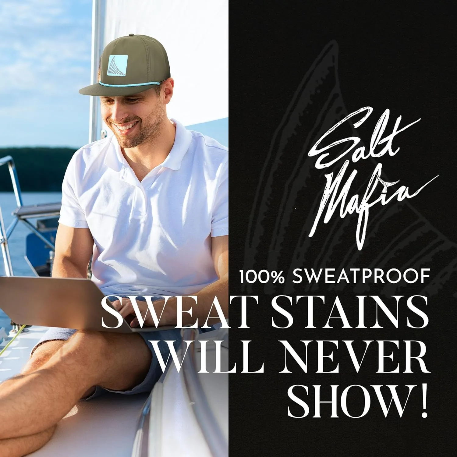 Salt Mafia Hats for Men - Waterproof Hats for Men, Poly-Flat Brim Surfer Hat