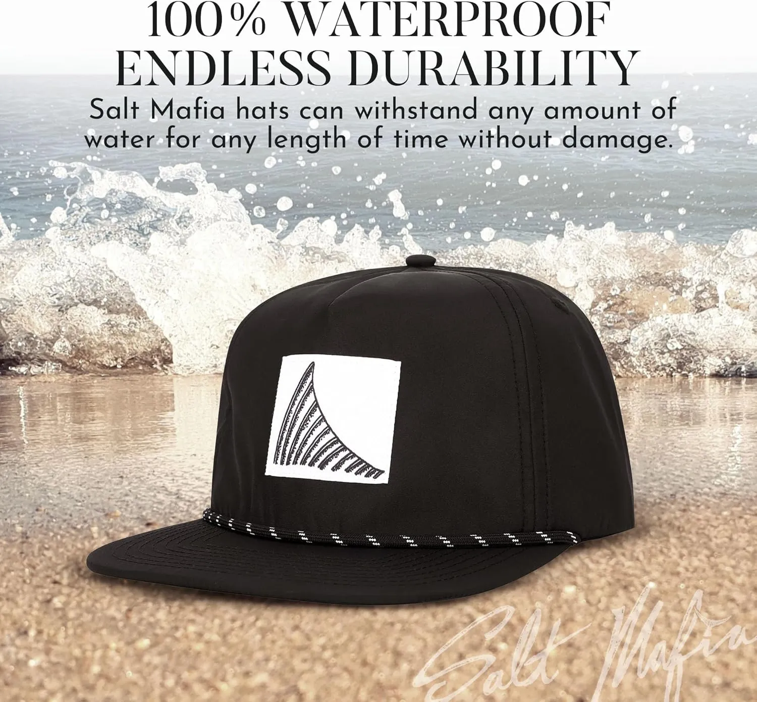 Salt Mafia Hats for Men - Waterproof Hats for Men, Poly-Flat Brim Surfer Hat