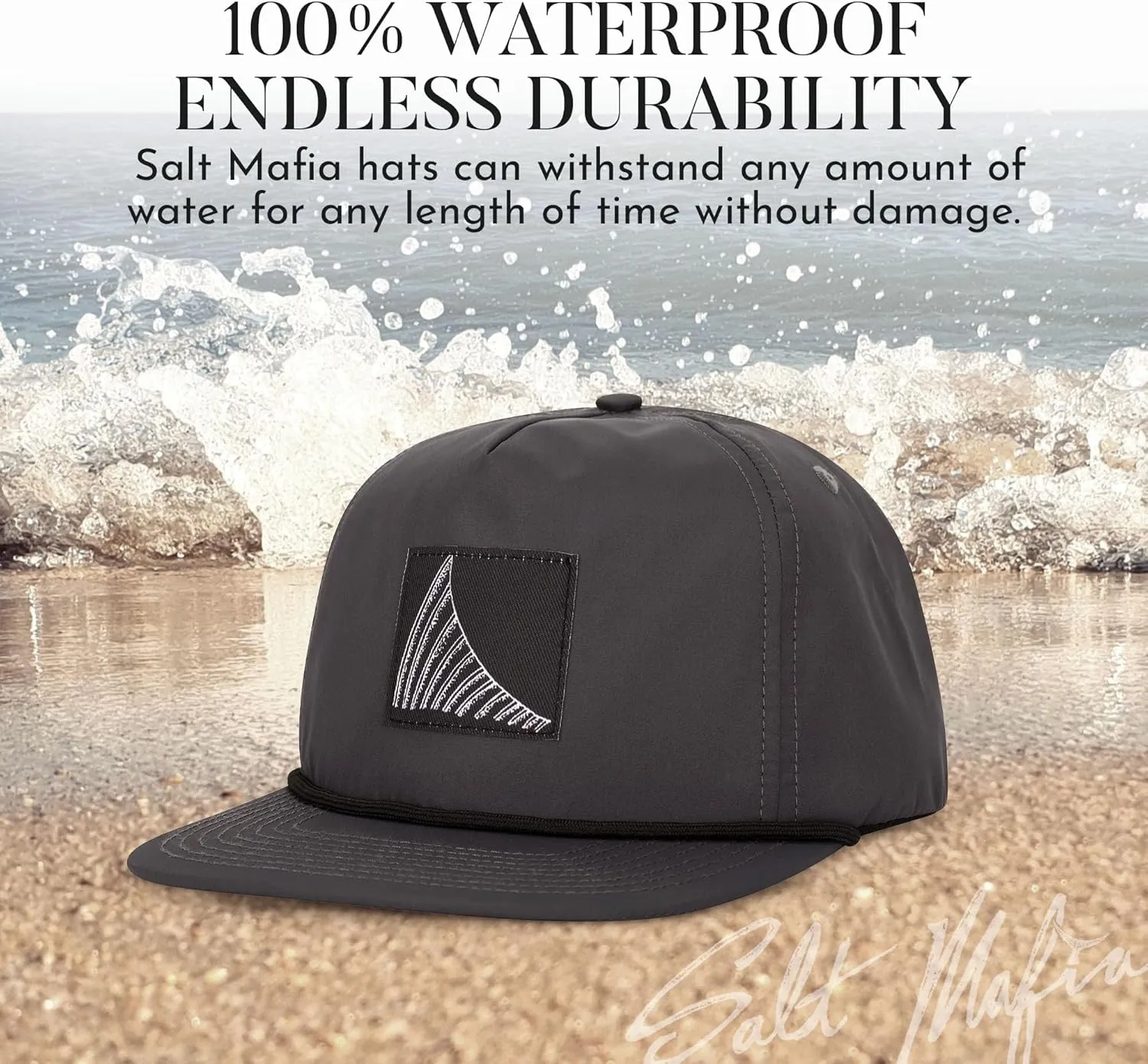 Salt Mafia Hats for Men - Waterproof Hats for Men, Poly-Flat Brim Surfer Hat
