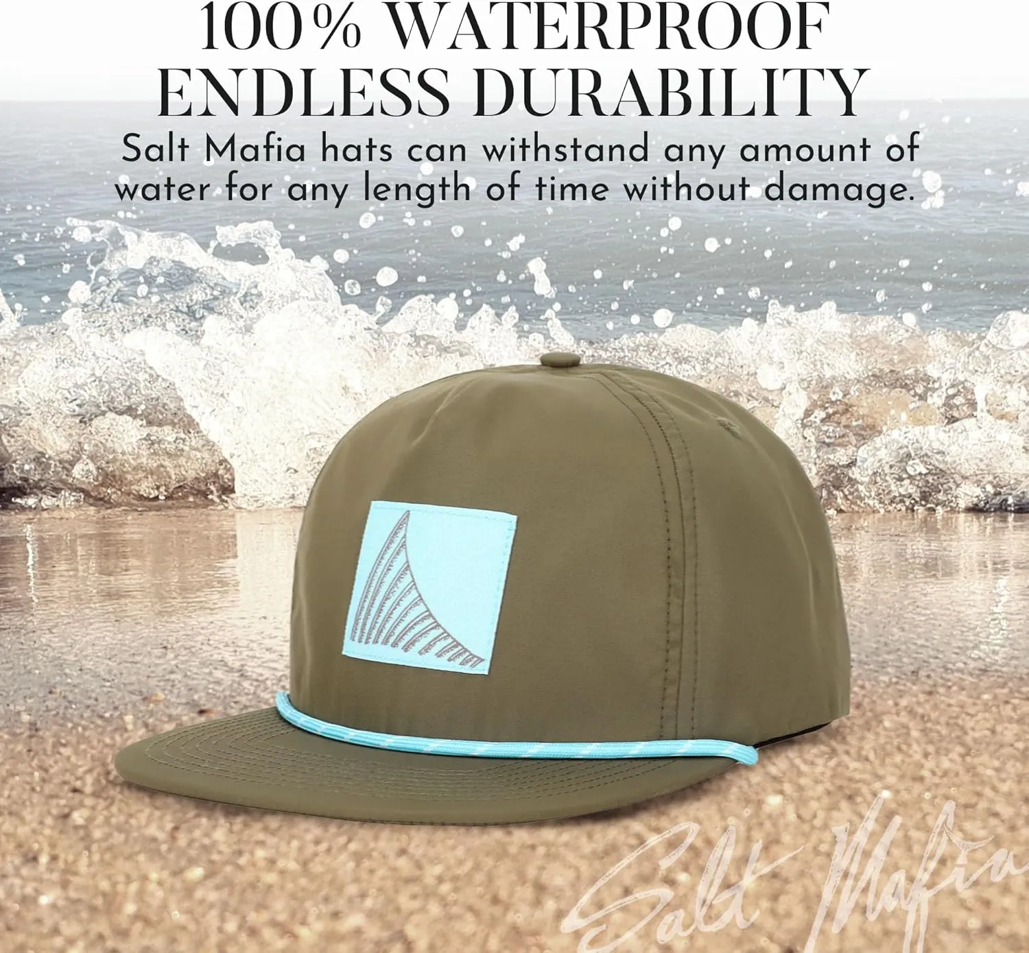 Salt Mafia Hats for Men - Waterproof Hats for Men, Poly-Flat Brim Surfer Hat