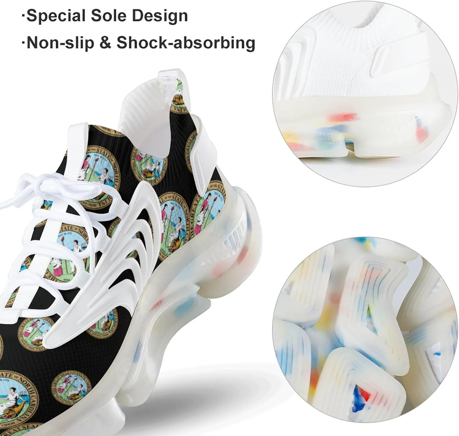 Seal of North Carolina Men's Running Shoes Lightweight Walking Shoe Breathable Sneaker