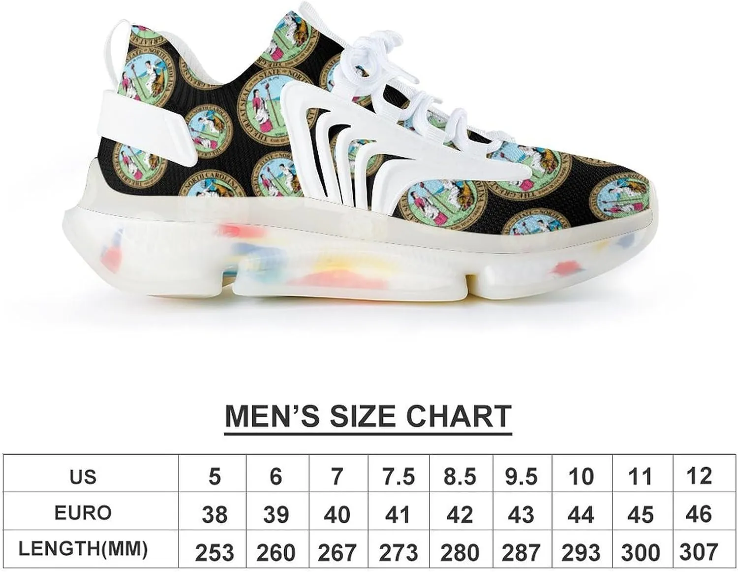 Seal of North Carolina Men's Running Shoes Lightweight Walking Shoe Breathable Sneaker