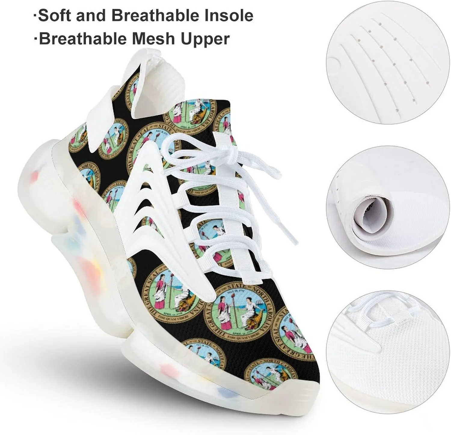 Seal of North Carolina Men's Running Shoes Lightweight Walking Shoe Breathable Sneaker