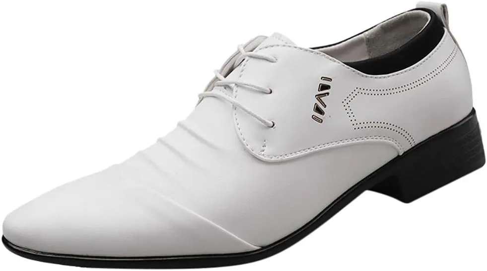 Semi Formal Shoes Men Without Laces Shoes Suit Shoe Casual Shoes Male Mens Mesh Sneakers Oxfords Lightweight Shoes (White, 39)