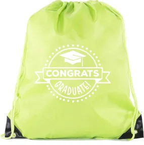 Senior Graduation Drawstring Backpacks Personalized Party Favor Cinch Bags - Congrats Graduate