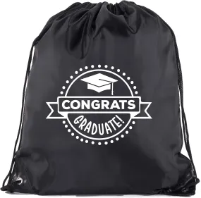 Senior Graduation Drawstring Backpacks Personalized Party Favor Cinch Bags - Congrats Graduate