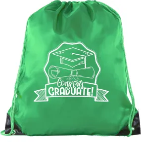 Senior Graduation Drawstring Backpacks Personalized Party Favor Cinch Bags - Hat & Diploma