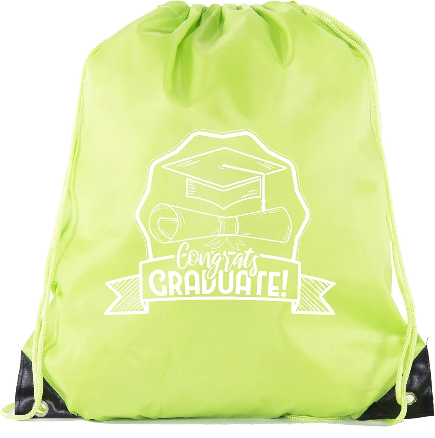 Senior Graduation Drawstring Backpacks Personalized Party Favor Cinch Bags - Hat & Diploma