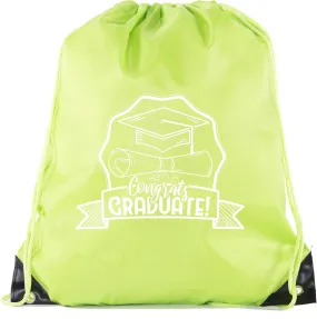 Senior Graduation Drawstring Backpacks Personalized Party Favor Cinch Bags - Hat & Diploma