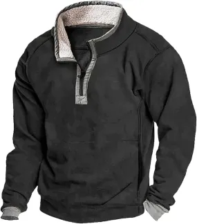 Shirt Men Men's Fleece Western Sweatshirt Casual Long Sleeve Stand Collar Zipper Pullover Sweaters Winter Tops